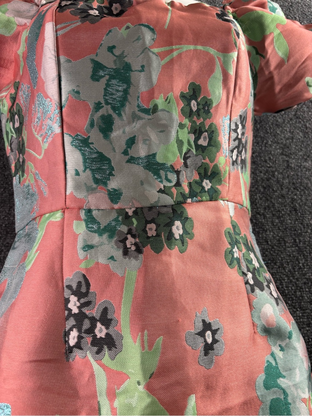 Lulu's Coral Floral Puff-Sleeve Mini Dress - Picture 2 of 7